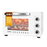 WOLTU Mini Backofen, Pizzaofen 32 L, 1600 W, 100-230 °C, 0-60 Min. Timer, 5 Heizmodi, Doppelglastür, mit Drehspieß Backblech Grillrost Krümelblech Rostheber, Weiß