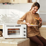 WOLTU Mini Backofen, Pizzaofen 32 L, 1600 W, 100-230 °C, 0-60 Min. Timer, 5 Heizmodi, Doppelglastür, mit Drehspieß Backblech Grillrost Krümelblech Rostheber, Weiß