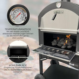 Kukoo Outdoor Ofen Gartenofen Pizzaofen Gartengrill Pizzastein Terasse Grill Gartenbackofen Smoker 156 cm H x 64 cm B x 43 cm T Gratis Pizza Schieber