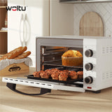 WOLTU Mini Backofen, Pizzaofen 32 L, 1600 W, 100-230 °C, 0-60 Min. Timer, 5 Heizmodi, Doppelglastür, mit Drehspieß Backblech Grillrost Krümelblech Rostheber, Weiß