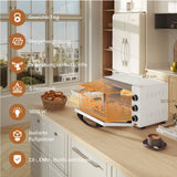 WOLTU Mini Backofen, Pizzaofen 32 L, 1600 W, 100-230 °C, 0-60 Min. Timer, 5 Heizmodi, Doppelglastür, mit Drehspieß Backblech Grillrost Krümelblech Rostheber, Weiß