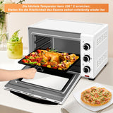 WOLTU Mini Backofen, Pizzaofen 32 L, 1600 W, 100-230 °C, 0-60 Min. Timer, 5 Heizmodi, Doppelglastür, mit Drehspieß Backblech Grillrost Krümelblech Rostheber, Weiß
